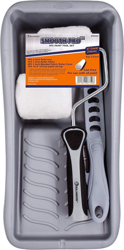 ROLLINGDOG Small Paint Roller Kit - 3 Inch Paint Roller Cover, Roller Frame with