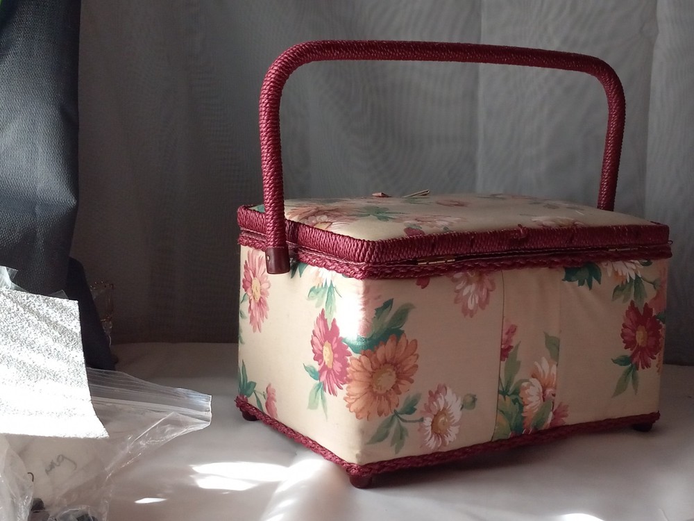 Fabric Craft Sewing Basket Box Rectangular Fabric Covered Storage Box #W-S