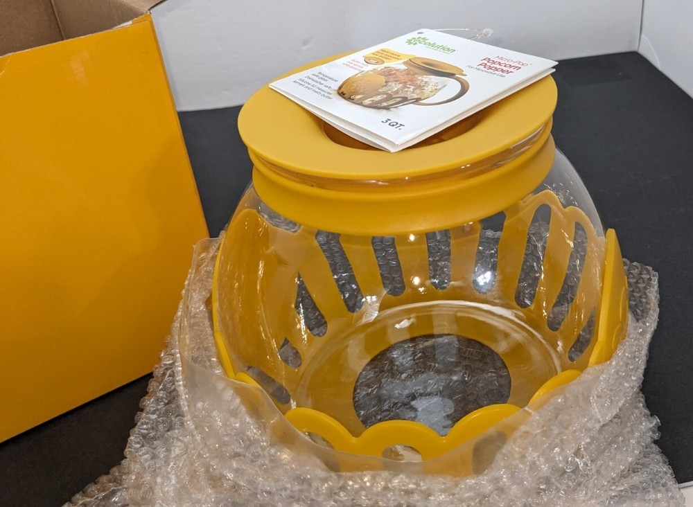 Ecolution Micro-Pop Microwave Popcorn Popper 3QT Temperature Safe Glass Yellow
