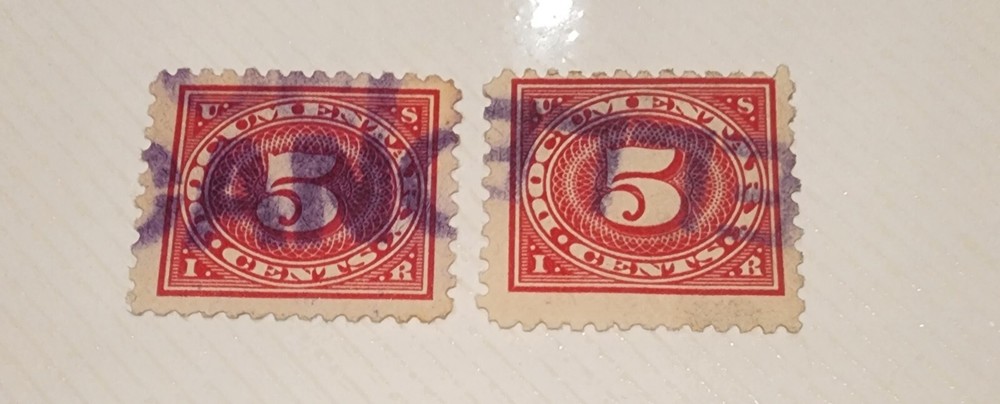 USED DOCUMENTARY. 5 Cents CANCELED.