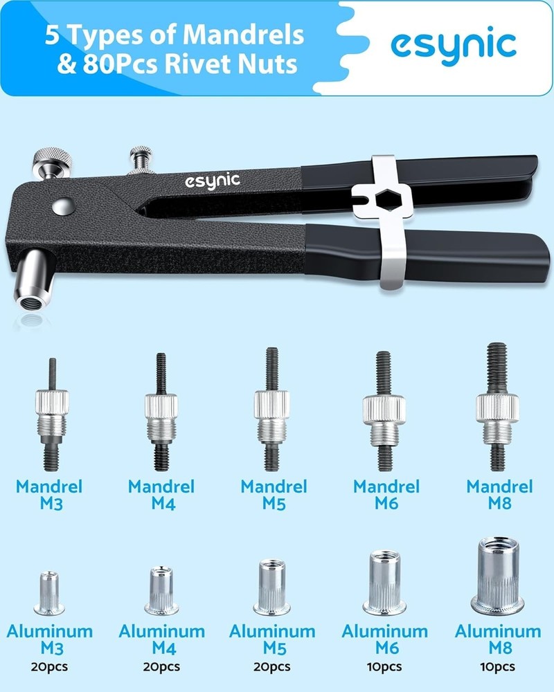 Professional 10-Inch Rivet Nut Tool Set - Efficient Repairs with Storage Case