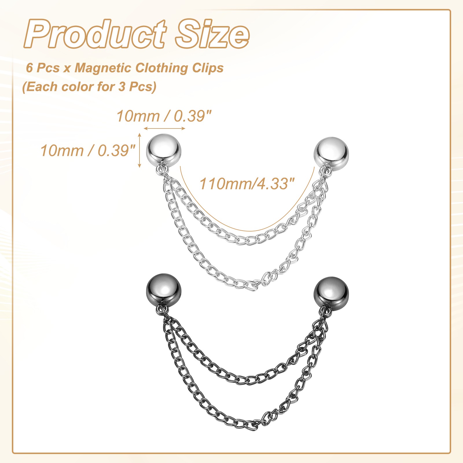 Metal Magnetic Clothing Clips, Magnetic Button Clips,Silver,Black