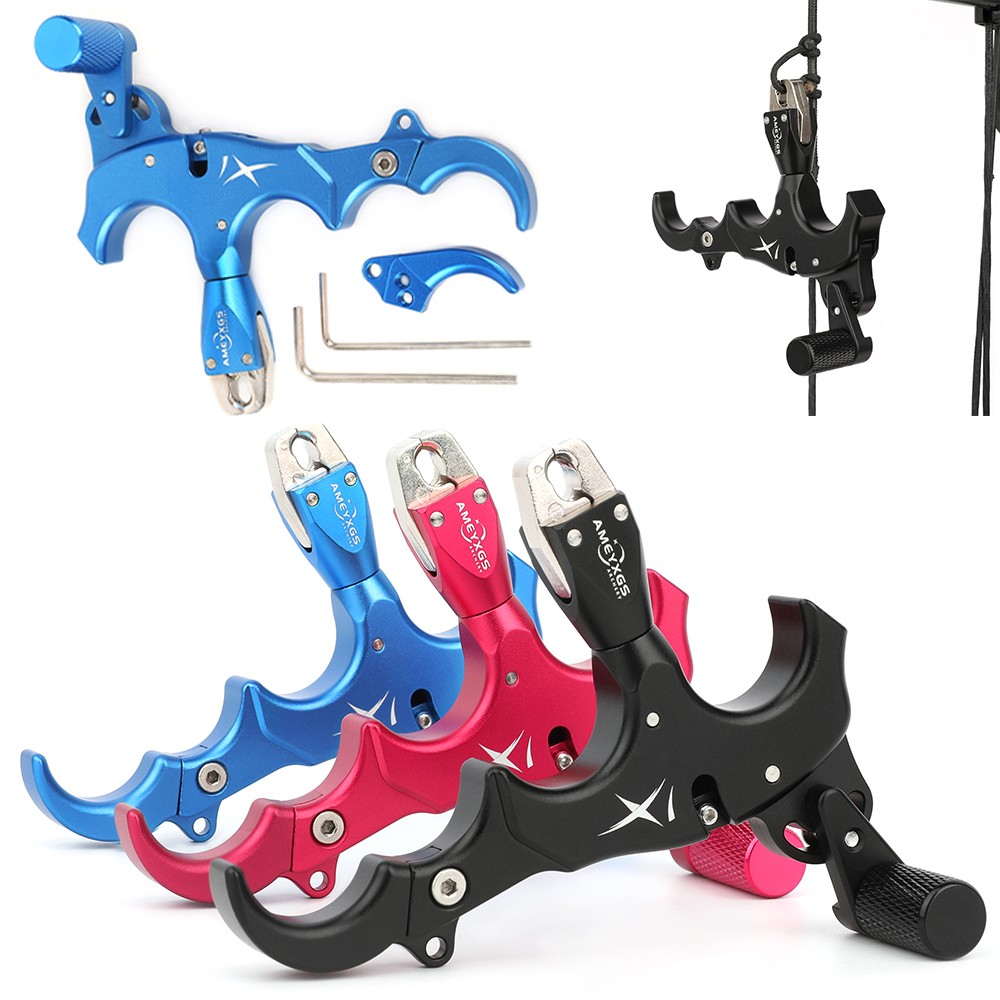 Compound Bow Release Aid 3 4 Finger Grip Thumb Caliper Trigger Archery Hunting
