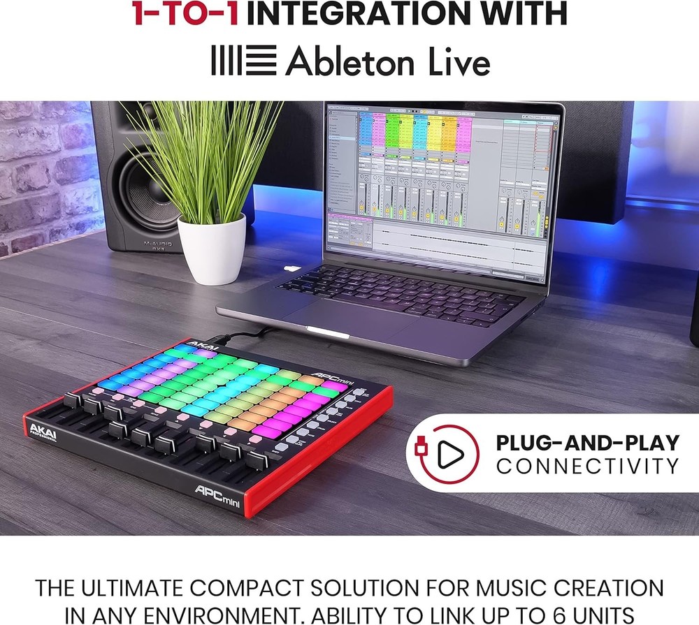 APC Mini MK2 USB MIDI Pad Controller - 64 RGB Pads, Ableton Live Lite, Compact