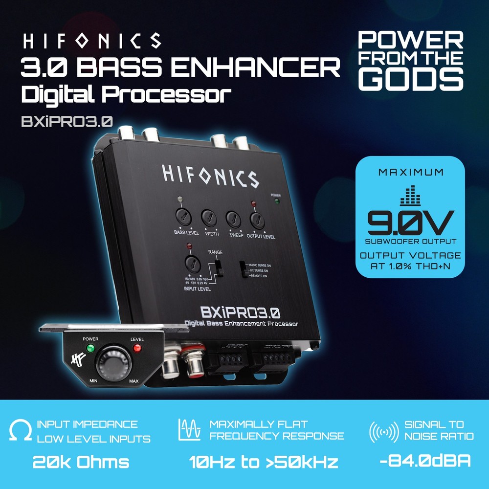 Hifonics BXIPRO3.0 Bass Enhancer, Digital Processor, Dash Mount Remote Control