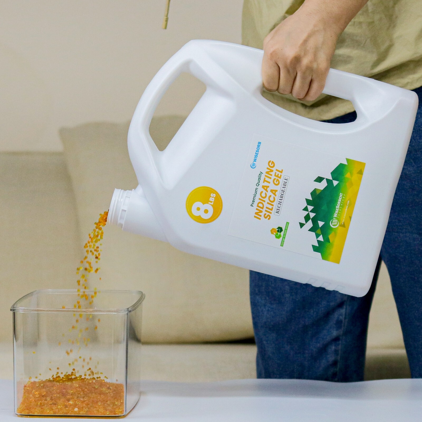 8lbs Indicating Silica Gel Desiccant, Orange to Dark Green, Moisture Absorbers