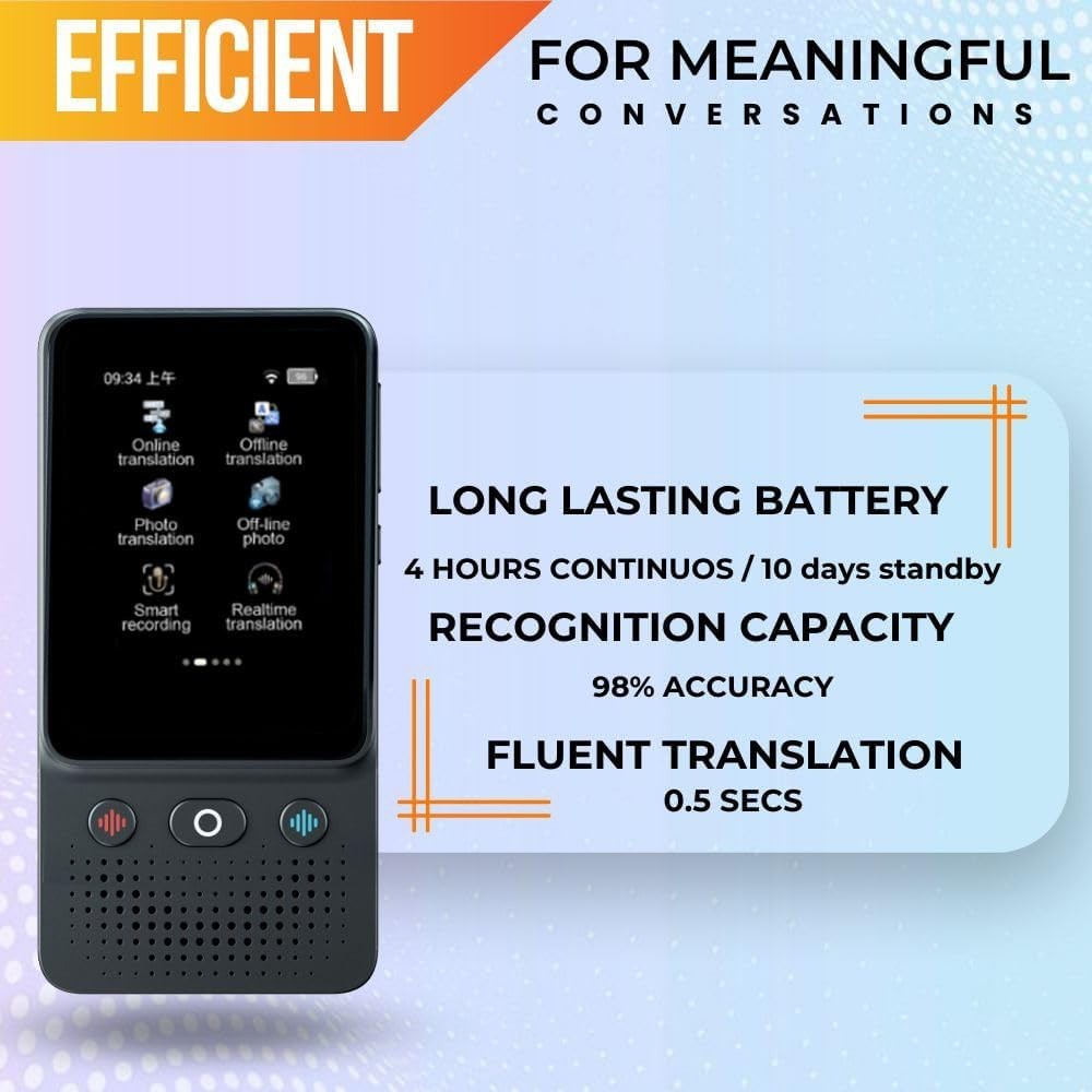 Voice & Text Bidirectional Language Translator Device - 138 Languages Supported