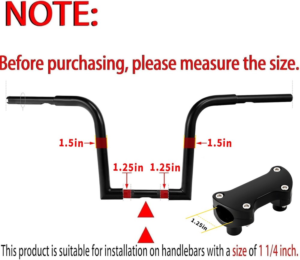 2" Tall 1.25" Mount Gloss Black Hefty Handlebar Risers/Top Clamp Kit For Harley