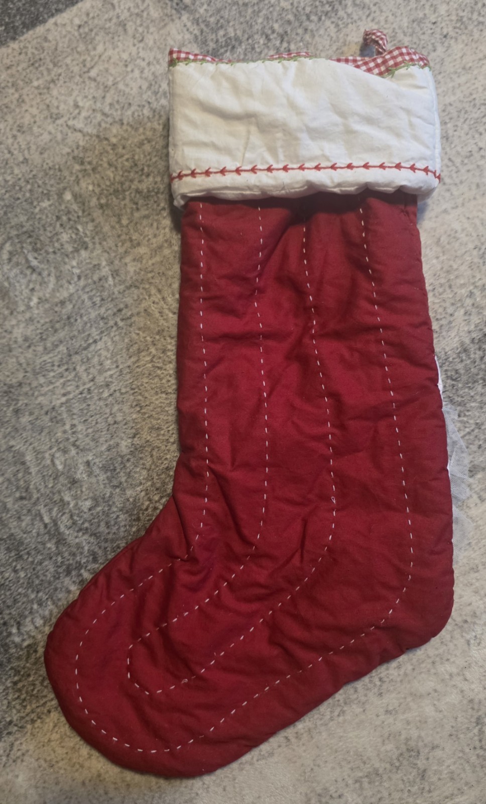 Pottery Barn Kids Quilted Brunette Ballerina Gingham Christmas Stocking 20 Inch