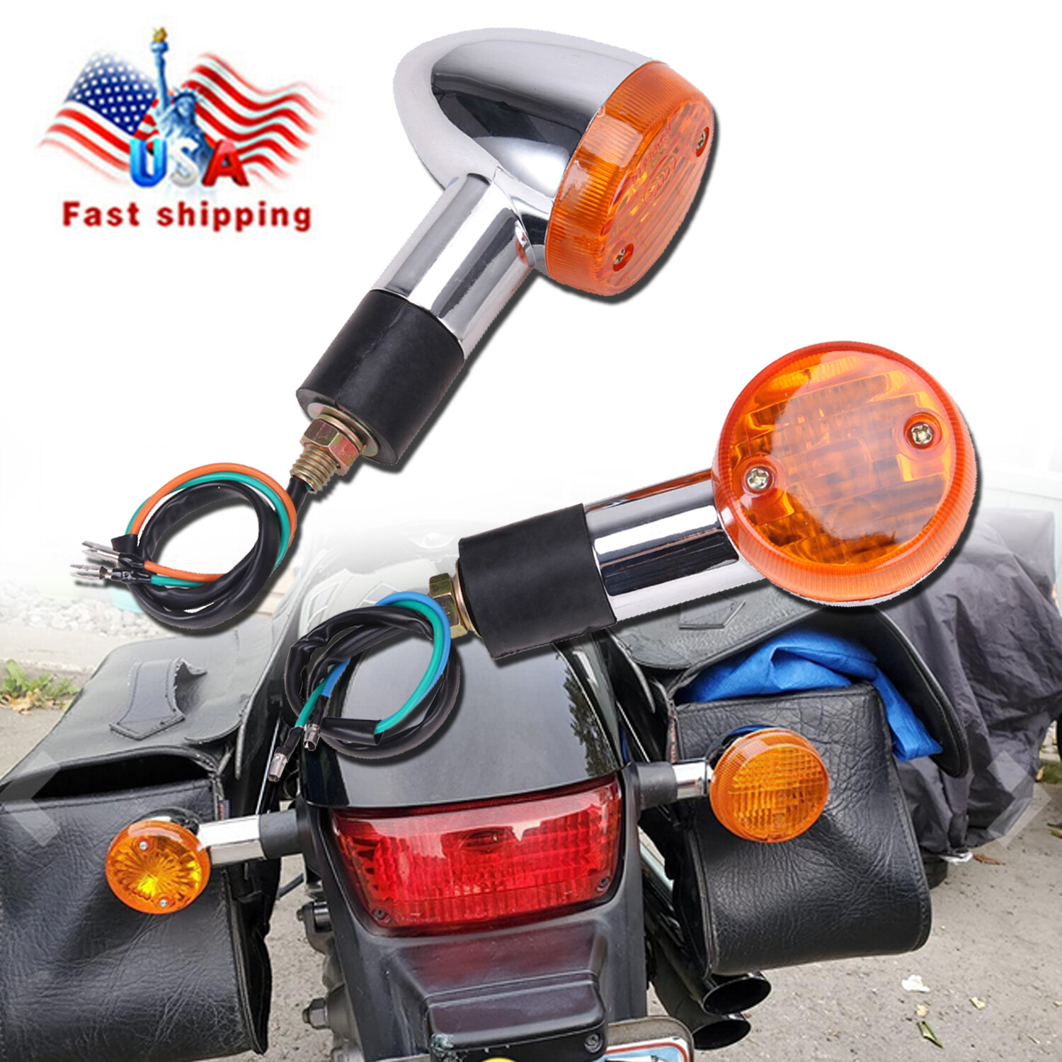 2PCS Turn Signal Lights Amber Blinker For Honda Shadow VT750 VT1100 VT1100 C C2