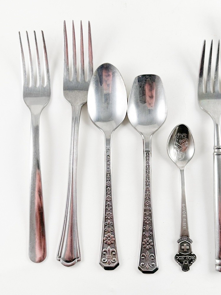 Vintage Mixed Lot Silverware Flatware Stainless Steel Serving Dinner Utensils