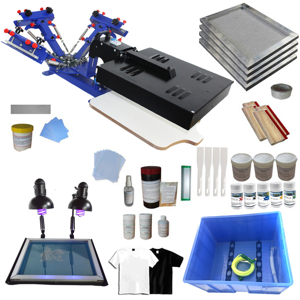 3 Color Screen Printing Kit Micro-adjust Press Printer with Flash Dryer Exposure