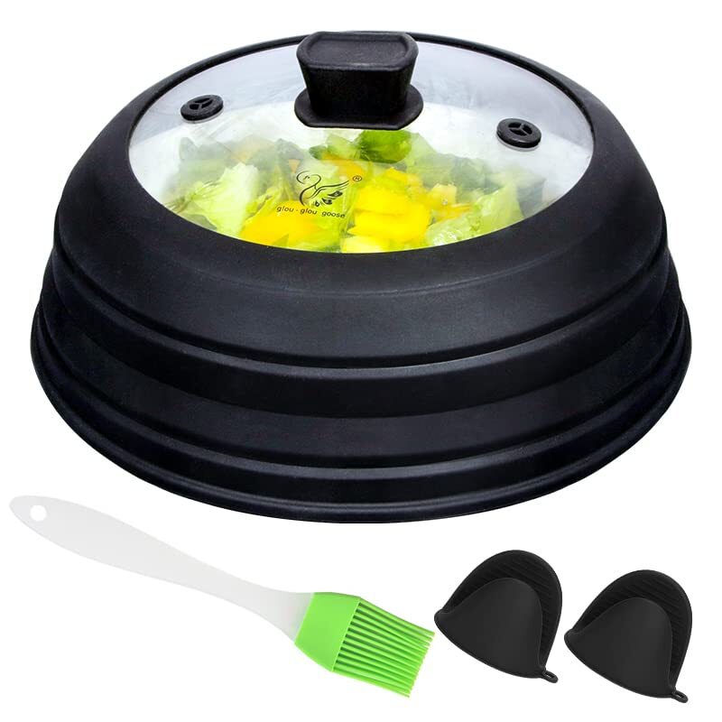 10.5" Cubierta para salpicaduras microondas plegable con mango de fácil agarre