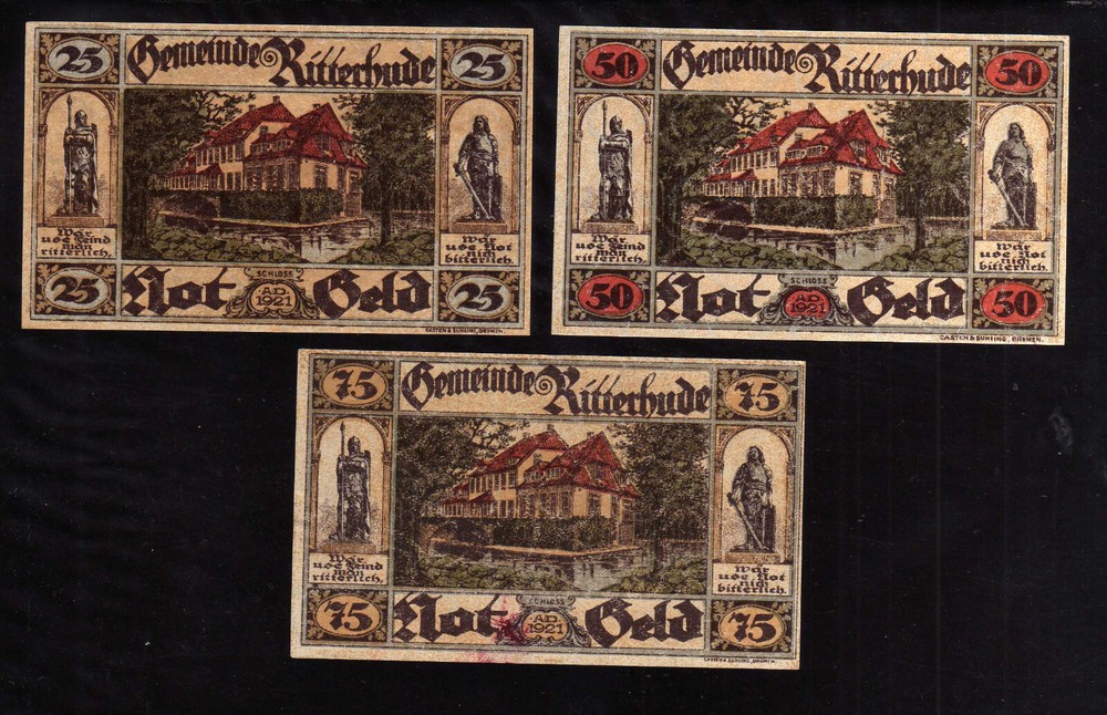 RITTERHUDE - GERMANY NOTGELD -   25, 50, 75 PFENNIG