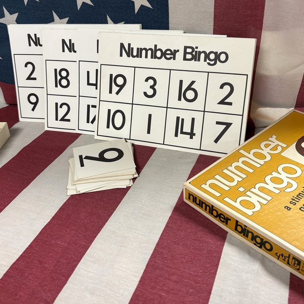 NUMBERS BINGO educational game Trend Enterprises arithmetic 1985 classroom math