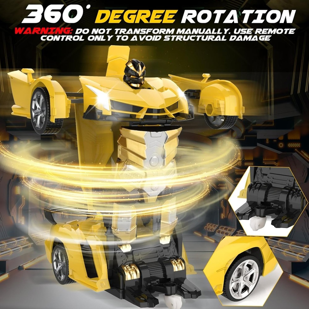 Coche teledirigido Dolanus, robot transformable, amarillo y negro