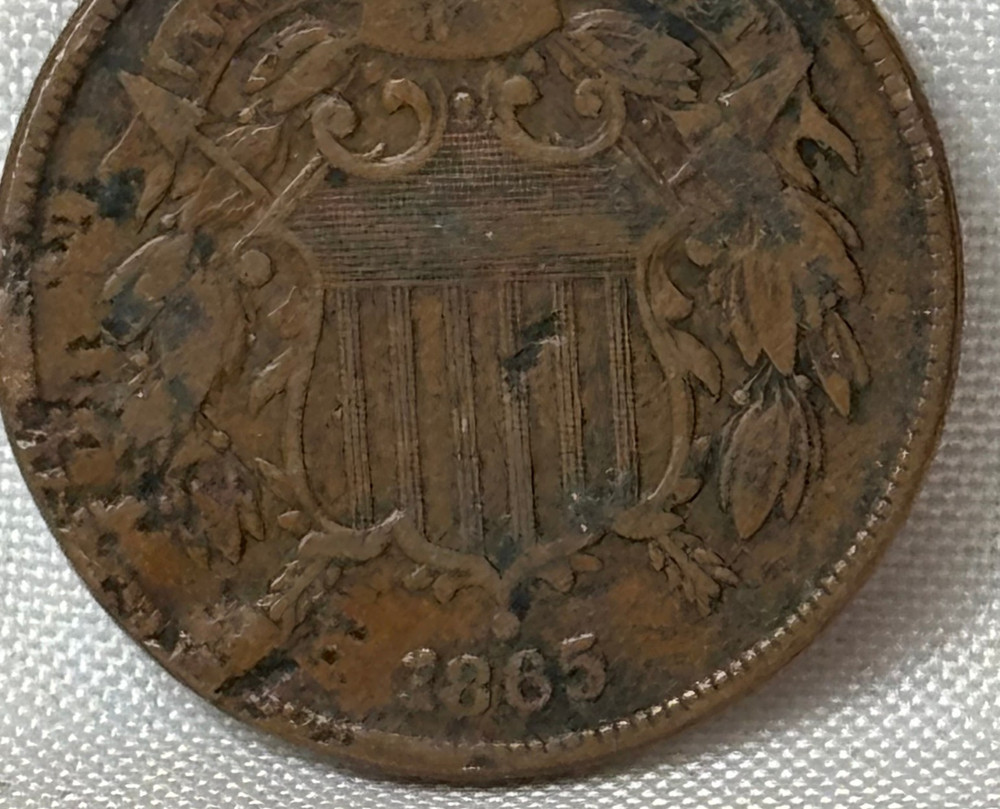 1865 Two Cent Piece Coin