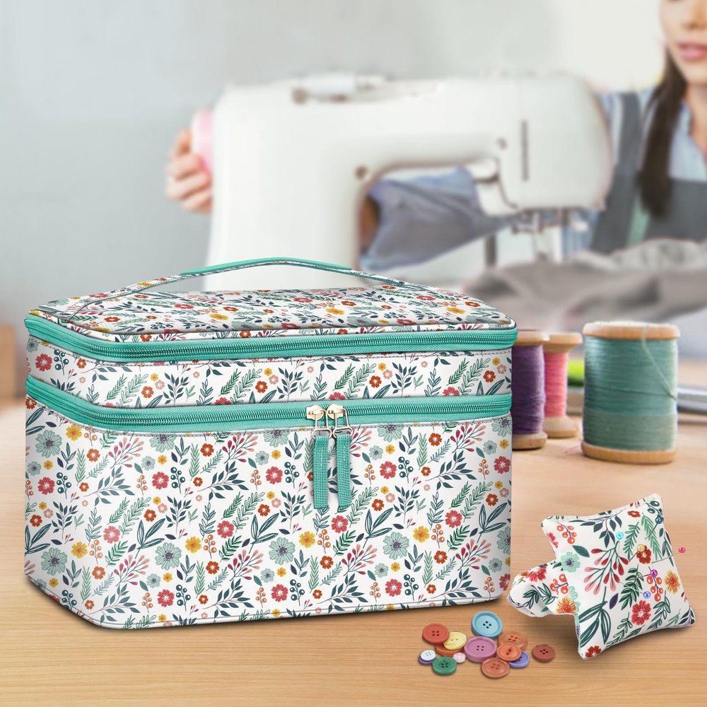 FINPAC Sewing Accessories Storage and Organizer Case, Double-Layer Sewing Kit...