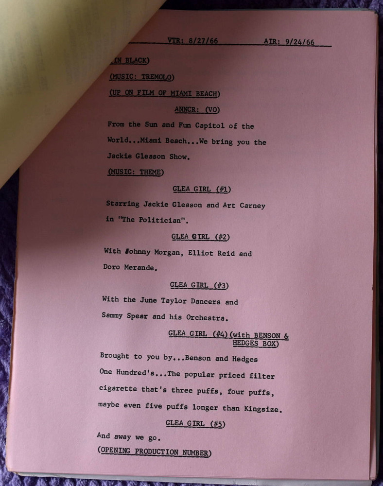 1966 " The Jackie Gleason Show " Original Screenplay Script