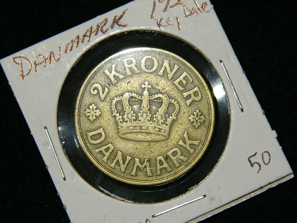 1924 DENMARK 2 KRONER ~KEY DATE~
