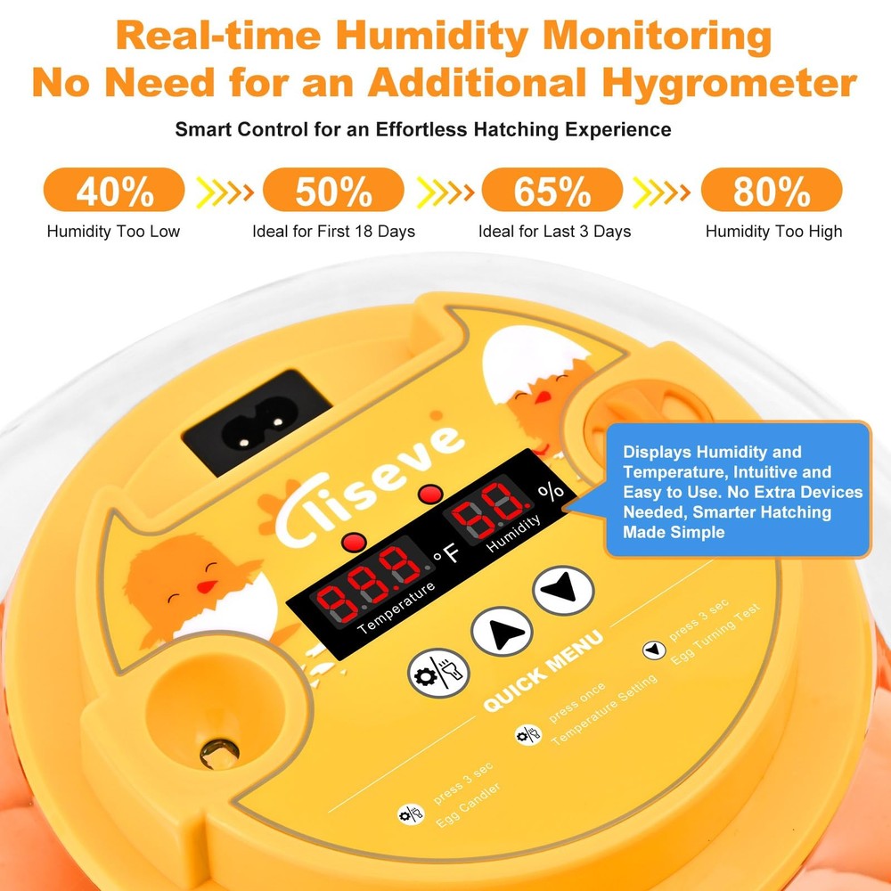 Egg Incubator for Hatching Chicks, Automatic Egg Turner Holds 12 Eggs, Smart ...