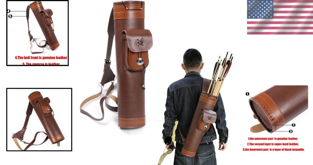 Handmade Leather Back Quiver with Adjustable Straps
