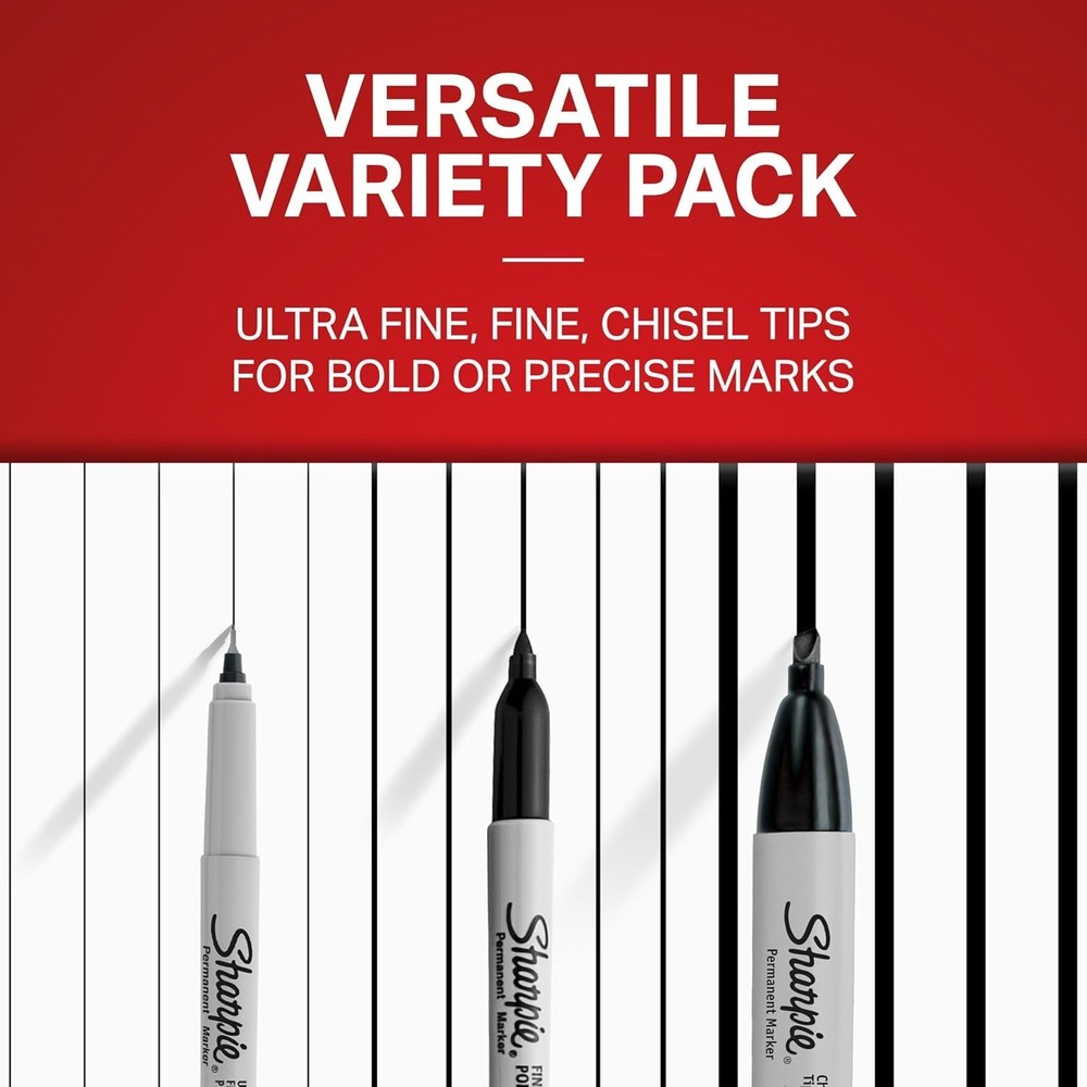 Marker Set Black 6 Count Permanent Markers Variety Pack