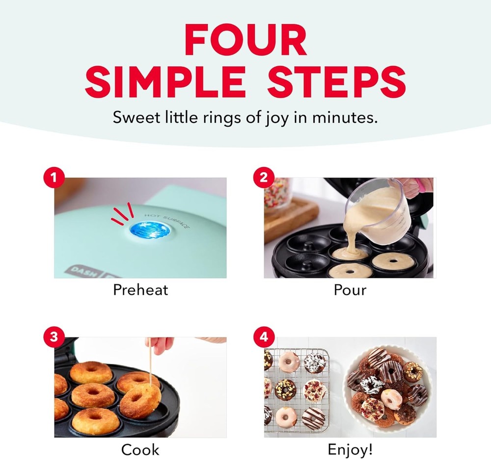 Express Mini Donut Maker - Homemade Dessert Maker - Features Double-Sided