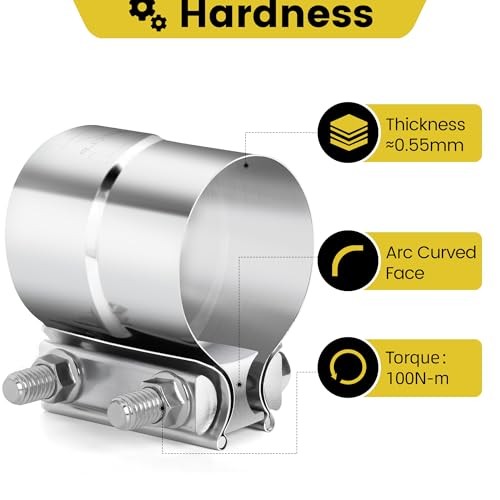 Pcs Exhaust Clamp 3/2 Butt Joint 304 Stainless Steel Band Lap Joint 3.5 inch 1