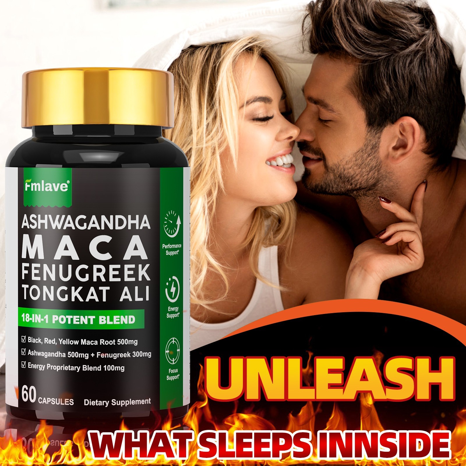 Maca Root, Ashwagandha, Panax Ginseng Fenugreek Extract Male Enhancing 60 Caps