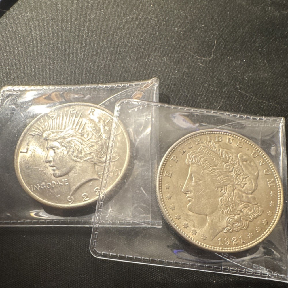 BU Morgan Dollar & Peace Dollar 2x $1 Silver Coins Lot