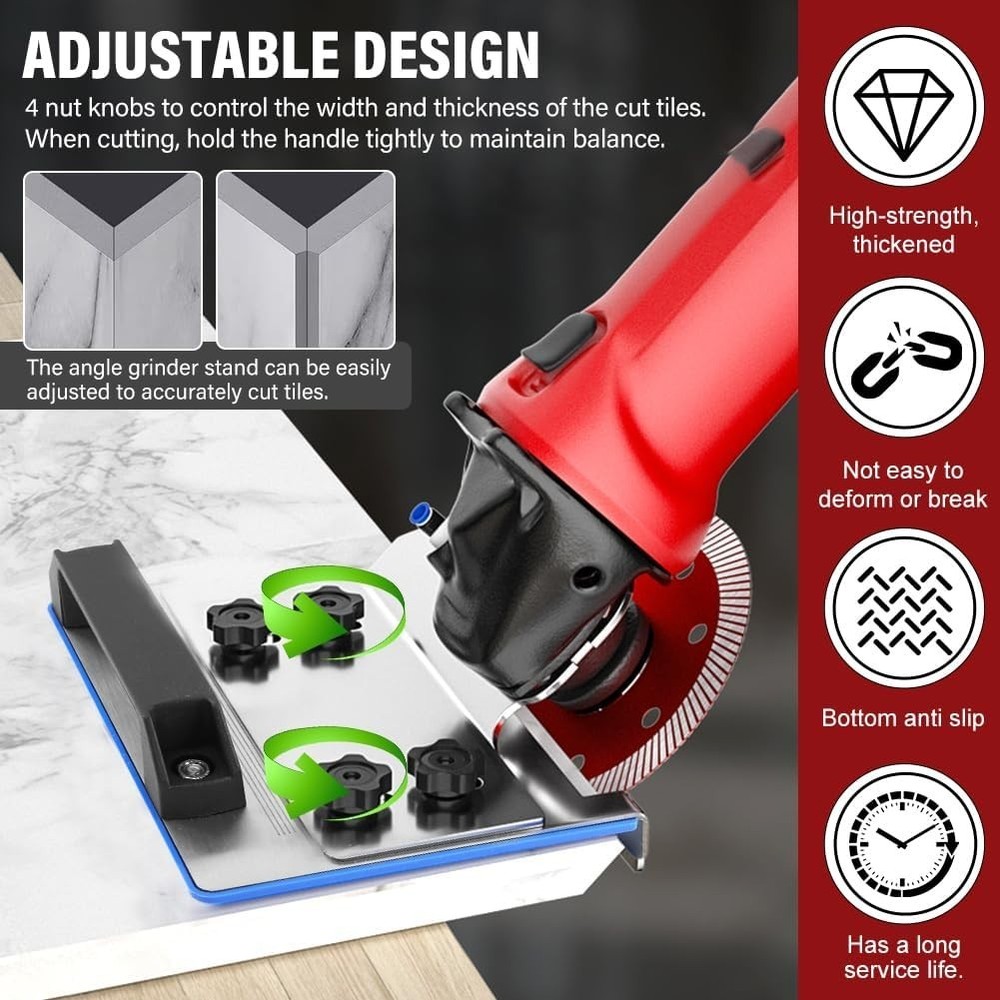 45 Degree Tile chamfering Tool Angle Grinder Stand for 45° Tile Cutting 100-T...