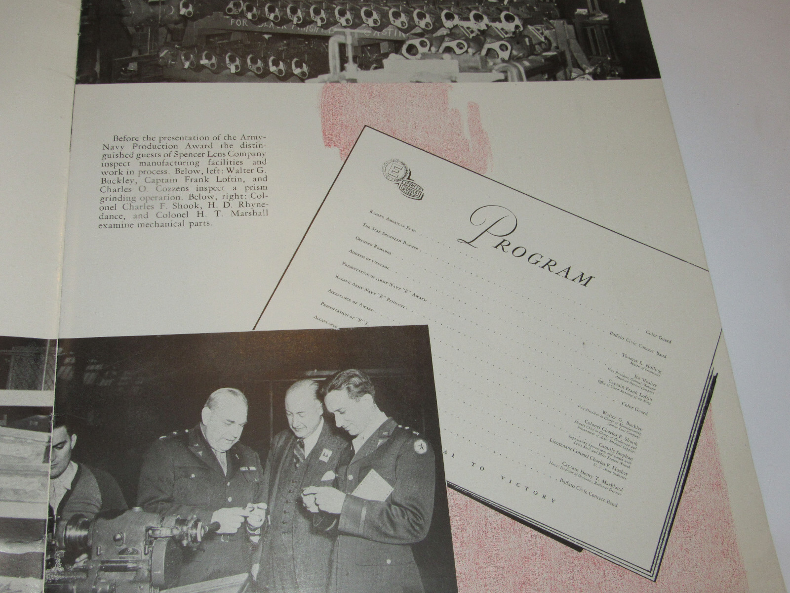 VTG 1943 WWII SPENCER LENS/AO SOUVENIR WAR EFFORT PROGRAM! PICTURES! BUFFALO, NY