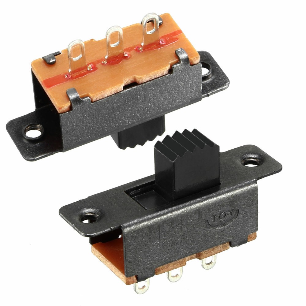 10Pcs 5mm Vertical Slide Switch SPDT 3 Terminals PCB Panel Latching