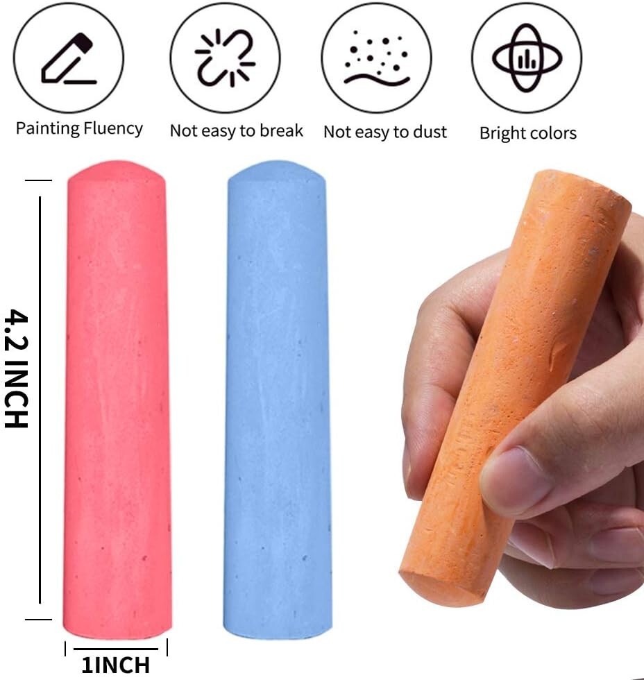 Vibrant Assorted 162-Pack Sidewalk Chalk - Ideal for Playgrounds and Classrooms