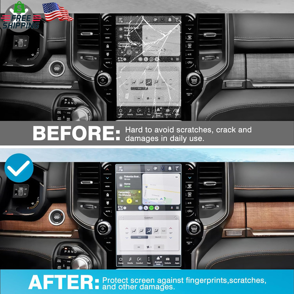 Dodge Ram Uconnect 12" Screen Protector - 2 Pack Tempered Glass Shield