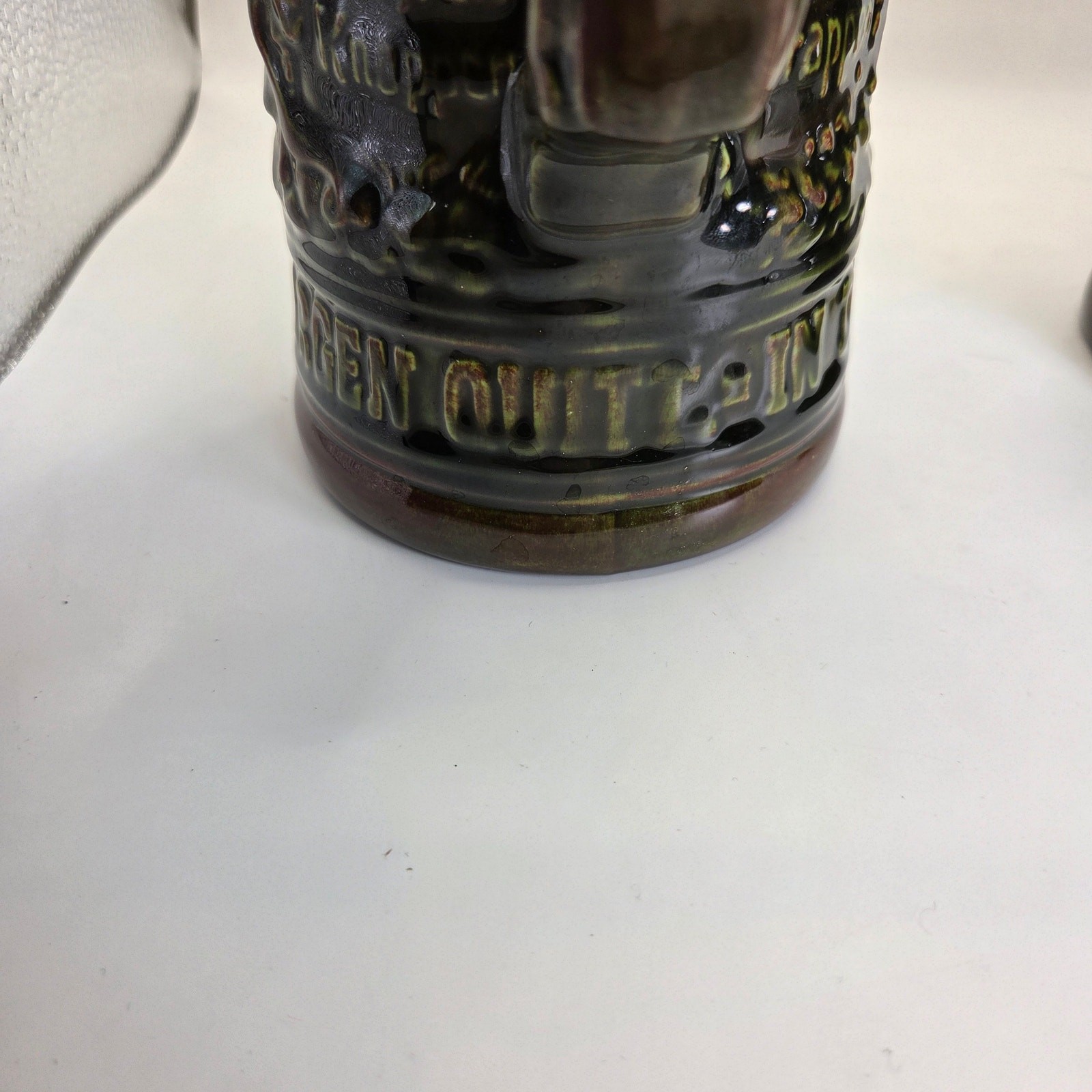 Vintage German Style Beer Steins Pair Signed “Sam :)” 8.5” Brown Glaze