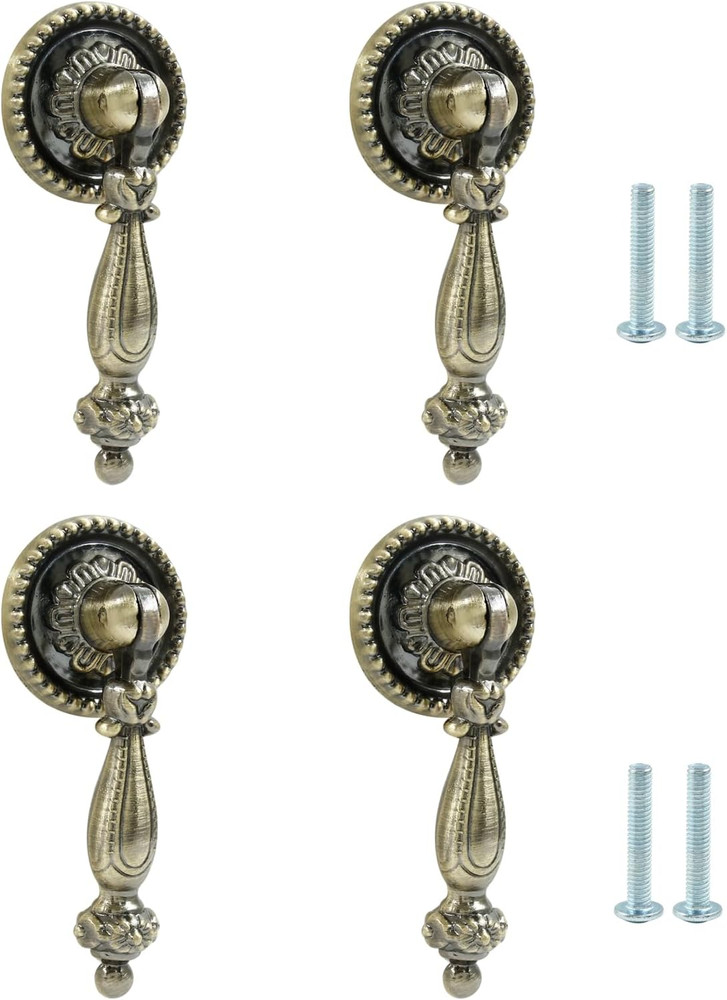 4Pcs Bronze Metal Tear Drop Knobs Drawer Pulls Antique Decorative Furniture Drop