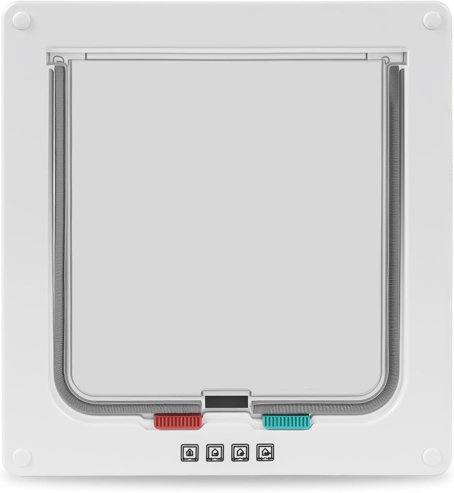Cat Door- 4-Way Locking Option, Weatherproof & Secure Cat Flap with Easy Install
