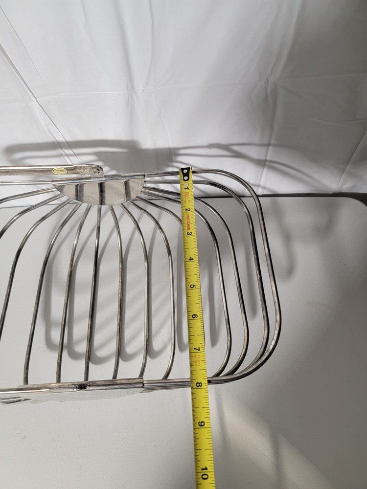 Vintage Godinger Silver/chrome Plated Bread/Fruit Basket W/ Folding Handle 1988