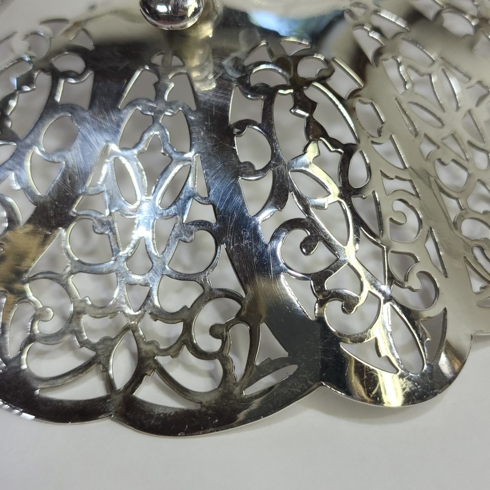 Vintage Lovelace Silver Plate Reticulated Candy Dish Ruffled Edges, Footed