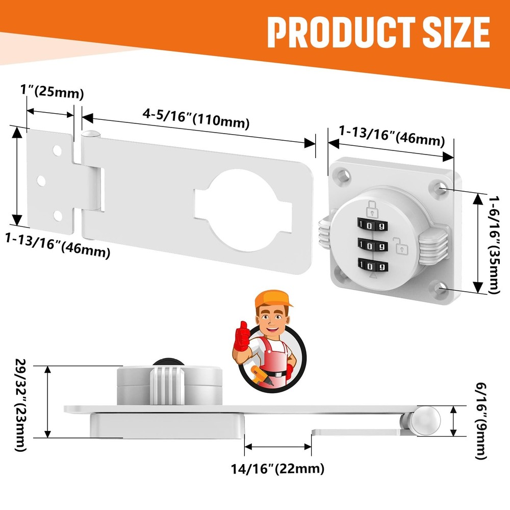 Keyless Cabinet Lock with Combination, Locker Code Lock with 3-Digit Combinat...