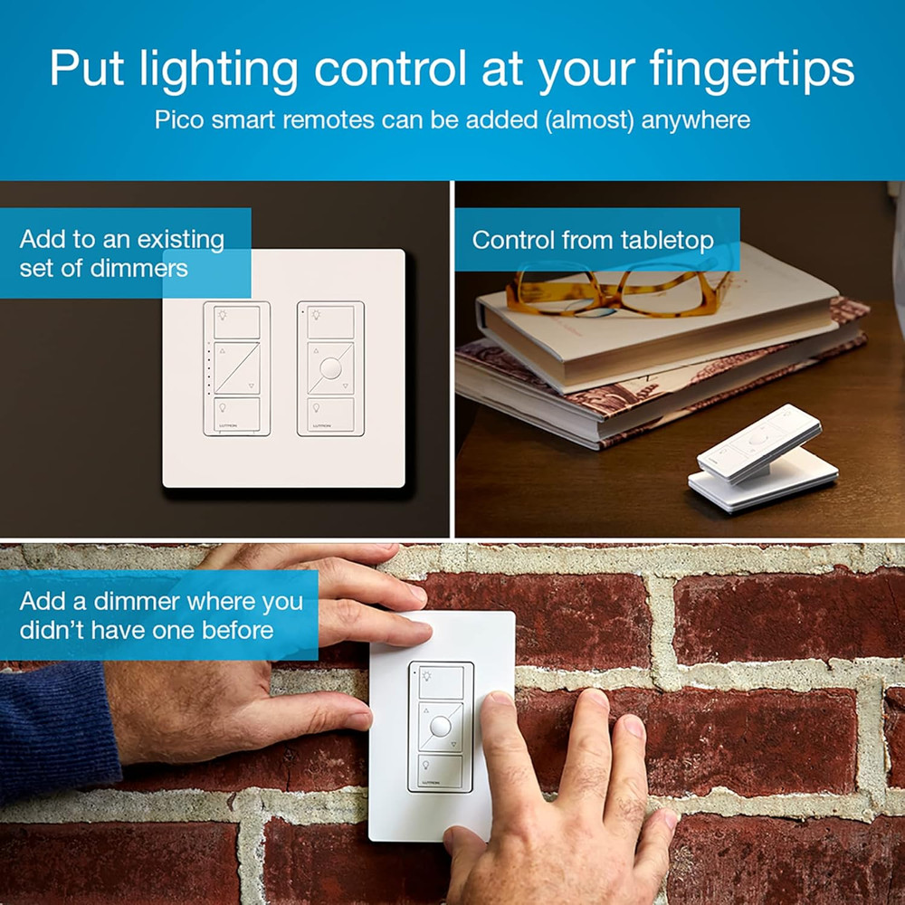 Lutron Caseta 3 Way Smart Dimmer Light Switch Kit, Includes Pico Remote, Bracket