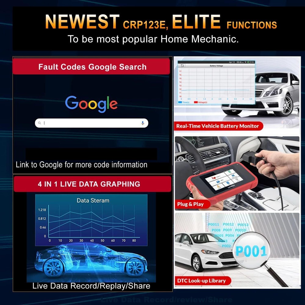 LAUNCH CRP123E OBD2 Scanner Check Engine ABS SRS Car Diagnostic Tool Code Reader