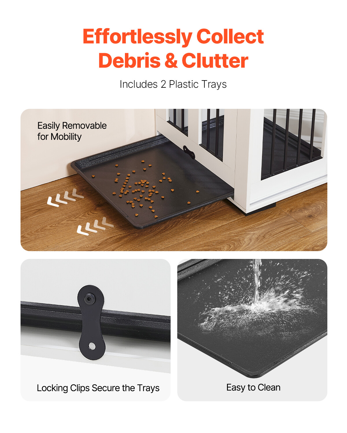 Dog Crate Furniture 72 in Indoor Wooden Dog Kennel with Tray Heavy Duty