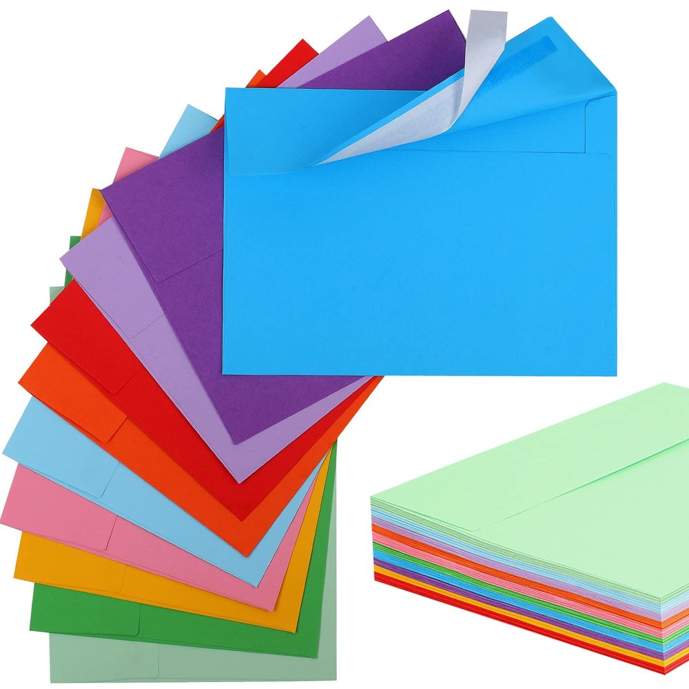 50 Pack Colored Envelope, 5x7 Envelopes, A7 Envelopes for Invitations, Printa...