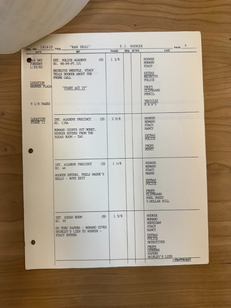 TJ HOOKER - WIlliam Shatner - Tv Show Script Final Draft - "Buck Rogers"