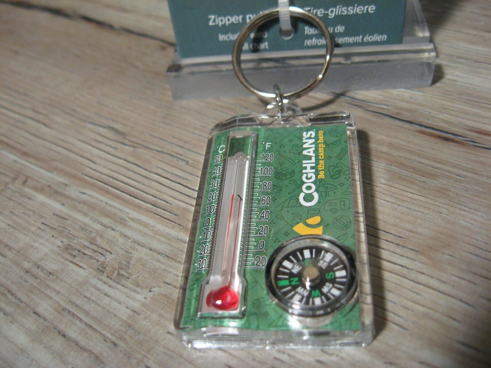 Coghlan's Thermometer & Compass Key Chain Compact Lightweight Survival 9714