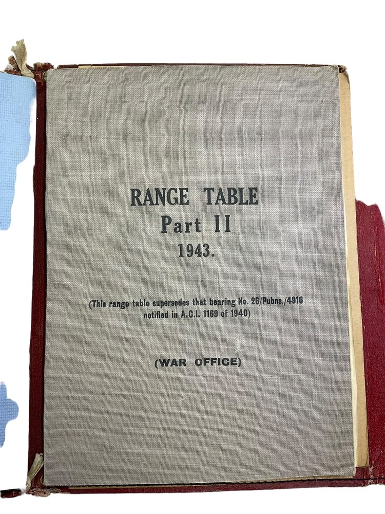 WW2 Canadian 25 Pounder Artillery Range Tables