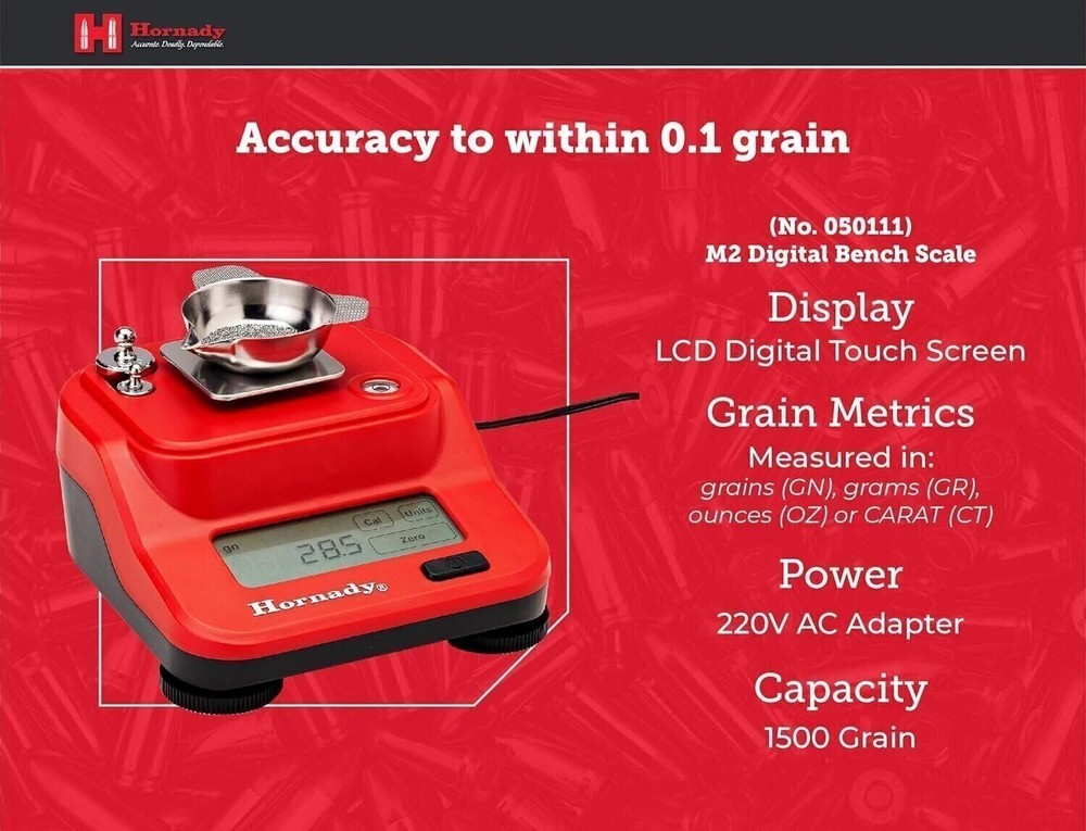 Hornady M2 Digital Bench Scale, 050111 - Compact Powder Scale for Reloading...